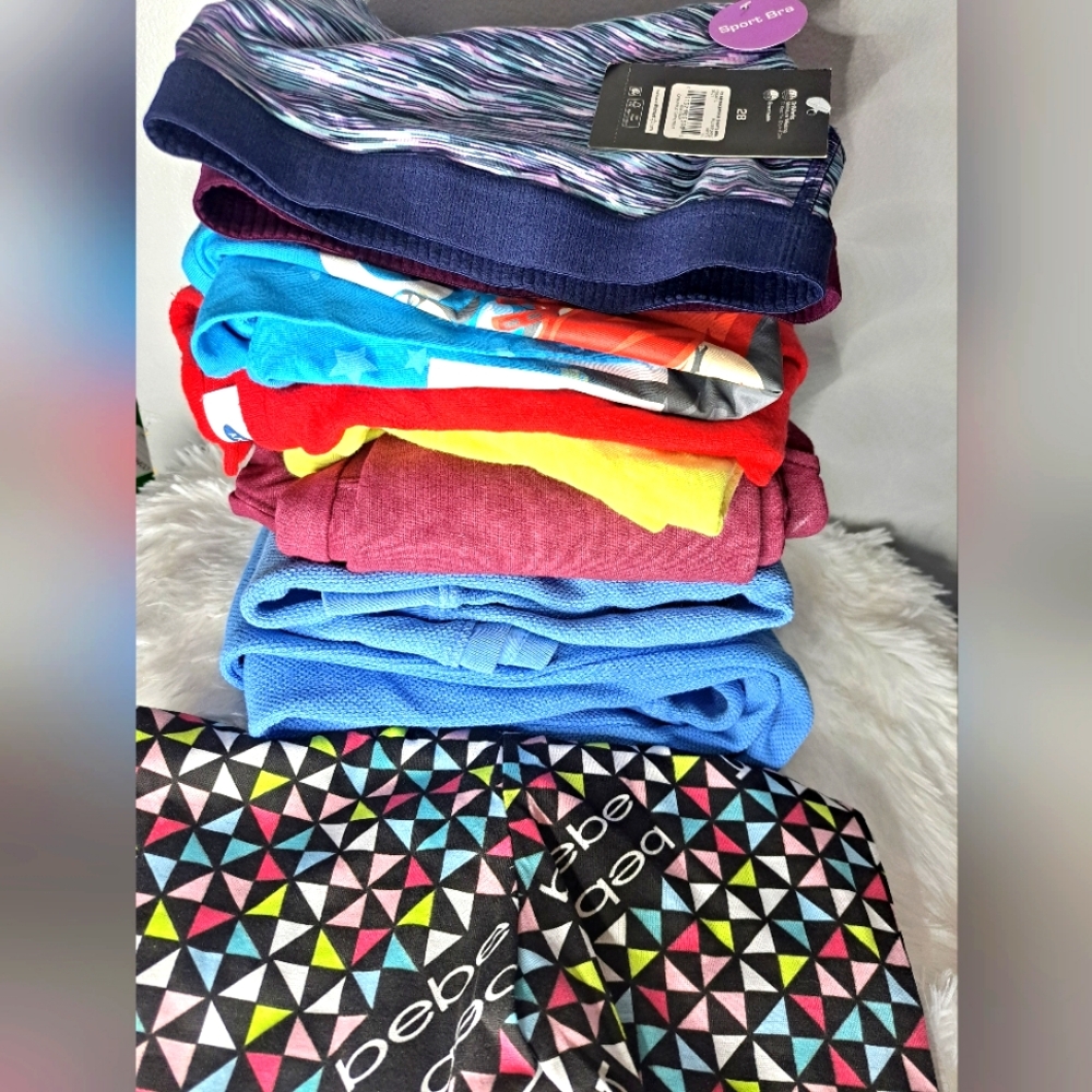 Girls 10-12 Clothing Bundle Bebe Multicolor Leggings and Clothing Bundle